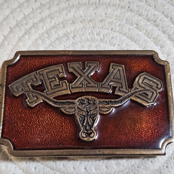 Vintage Koleaco TEXAS Longhorn Limited Edition Belt Buckle U01 Brass Red 1975 US - Picture 1 of 9